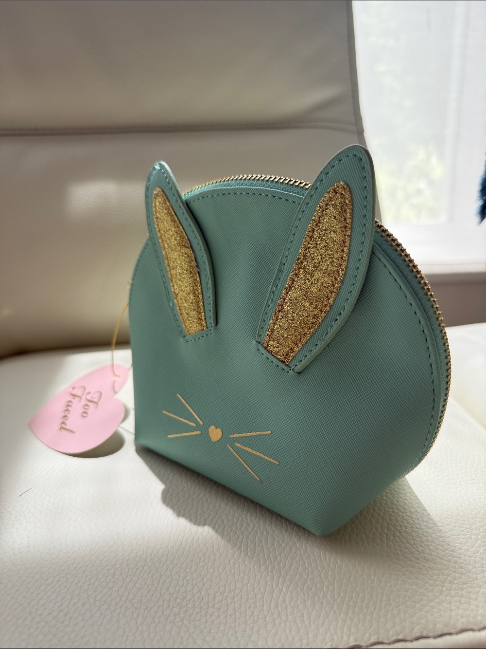 Too Faced Teal Cool Not Cruel Bunny Makeup Bag